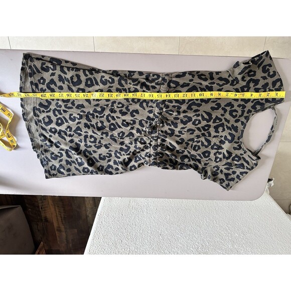 Treasure & Bond Girls Large 10 / 12 Dress Khaki Green Leopard Print Short Sleeve - Picture 10 of 11